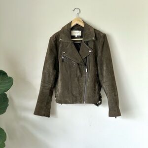 Bagatelle Suede Leather Biker Moto Jacket Coat Streetstyle 90s Y2K Sz M Scandi